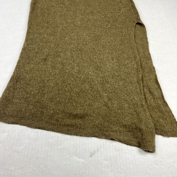 ZARA Womens Wool Blend Midi Skirt Green Side Slit A-Line High Waisted SMALLL - Picture 2 of 10